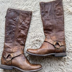 Frye Distressed Leather Heeled Boots
